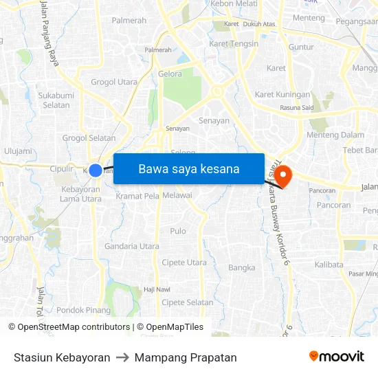 Stasiun Kebayoran to Mampang Prapatan map