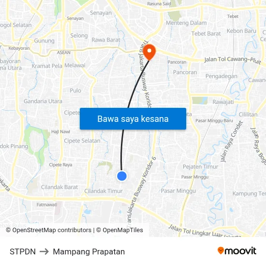 STPDN to Mampang Prapatan map