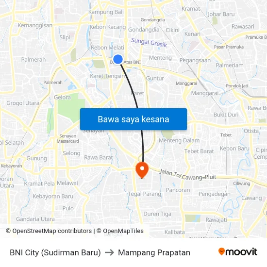 BNI City (Sudirman Baru) to Mampang Prapatan map