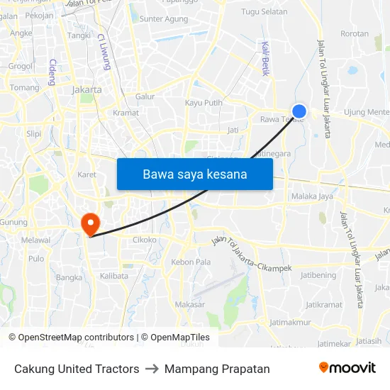 Cakung United Tractors to Mampang Prapatan map