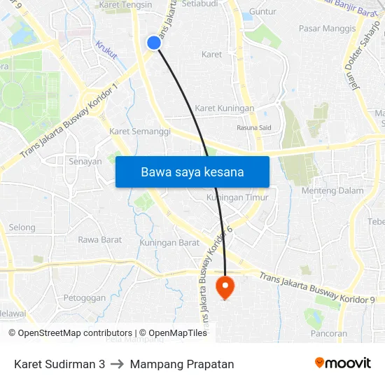 Karet Sudirman 3 to Mampang Prapatan map