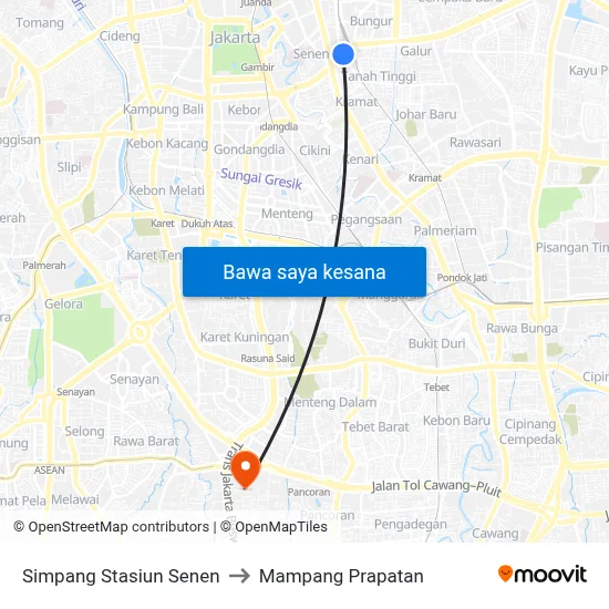 Simpang Stasiun Senen to Mampang Prapatan map