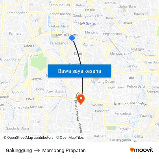 Galunggung to Mampang Prapatan map