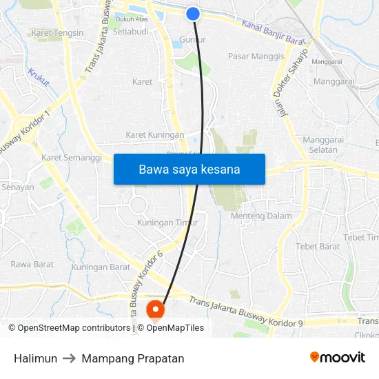 Halimun to Mampang Prapatan map