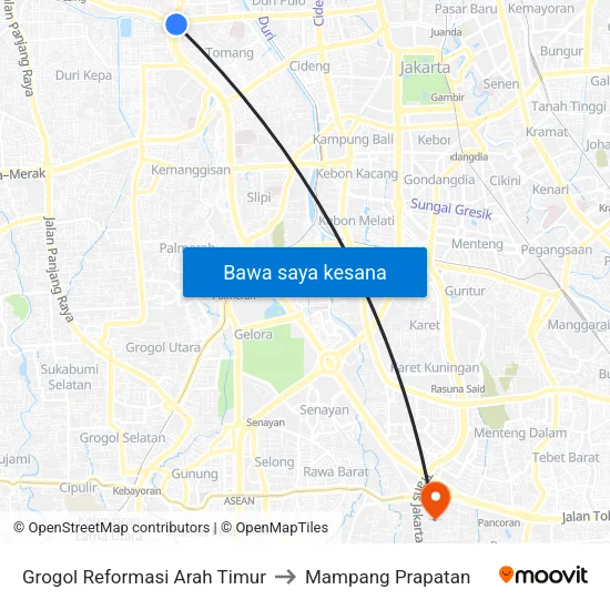 Grogol Reformasi Arah Timur to Mampang Prapatan map