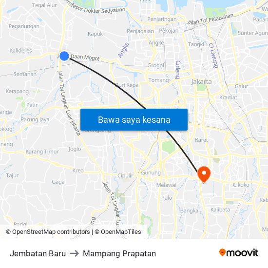 Jembatan Baru to Mampang Prapatan map