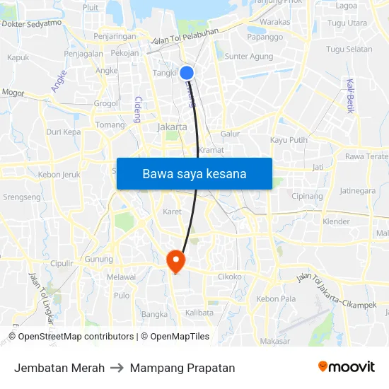 Jembatan Merah to Mampang Prapatan map