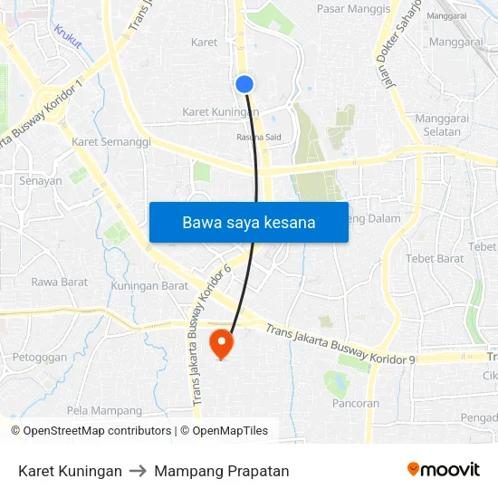 Karet Kuningan to Mampang Prapatan map