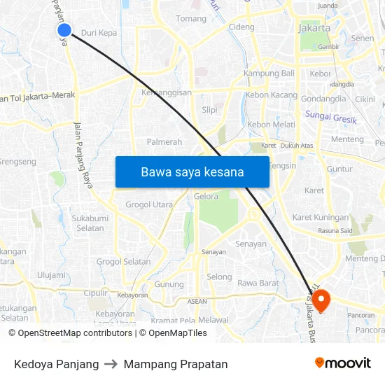 Kedoya Panjang to Mampang Prapatan map