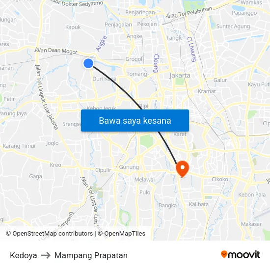 Kedoya to Mampang Prapatan map
