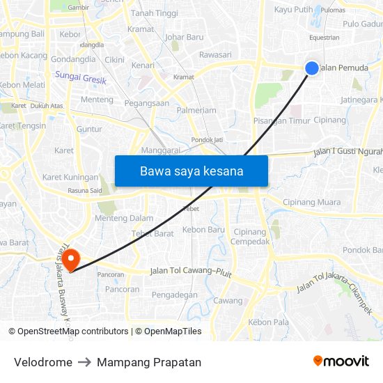 Velodrome to Mampang Prapatan map