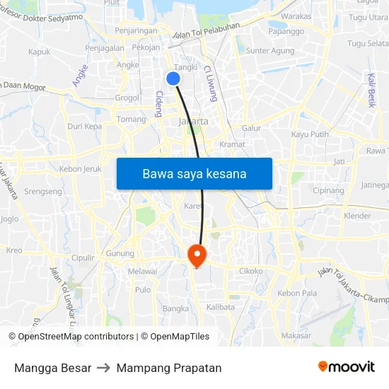 Mangga Besar to Mampang Prapatan map
