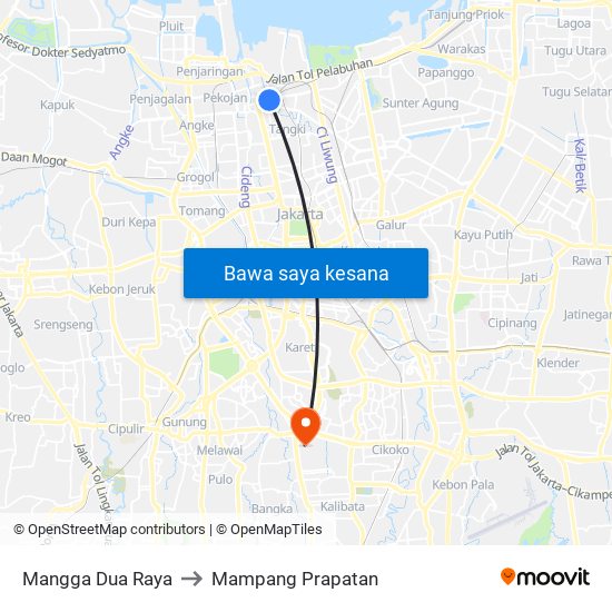 Mangga Dua Raya to Mampang Prapatan map