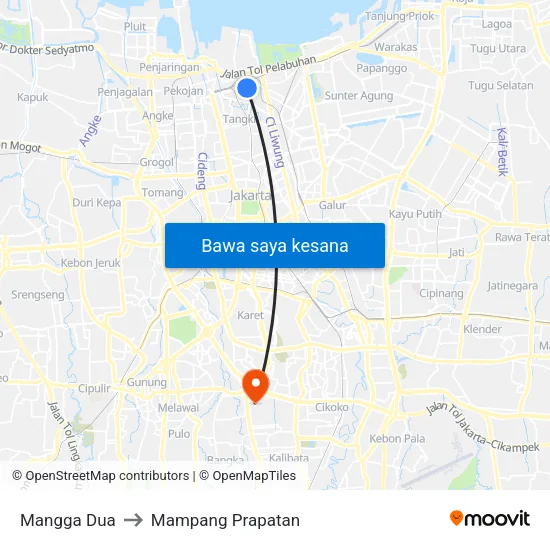 Mangga Dua to Mampang Prapatan map