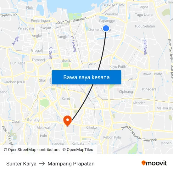 Sunter Karya to Mampang Prapatan map