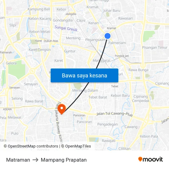 Matraman to Mampang Prapatan map