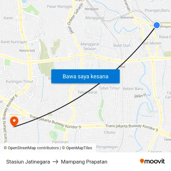 Stasiun Jatinegara to Mampang Prapatan map