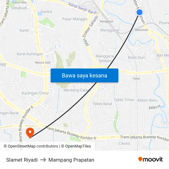 Slamet Riyadi to Mampang Prapatan map