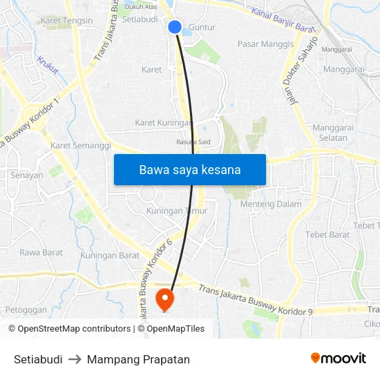 Setiabudi to Mampang Prapatan map