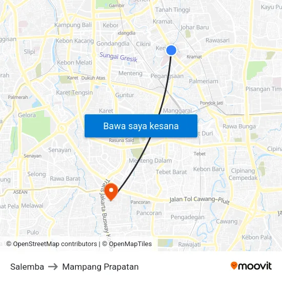 Salemba to Mampang Prapatan map
