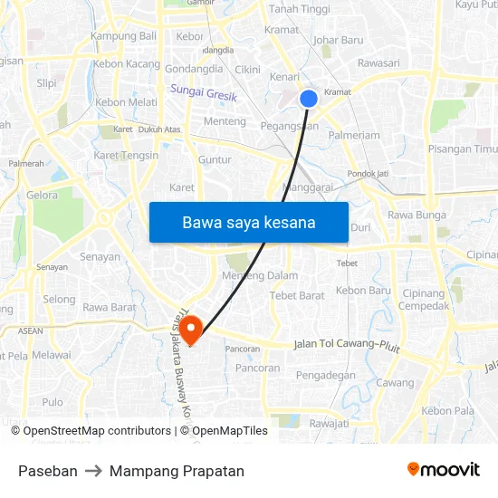 Paseban to Mampang Prapatan map