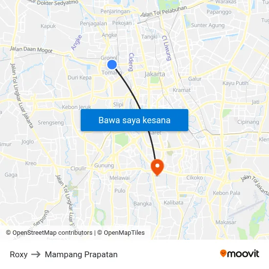 Roxy to Mampang Prapatan map