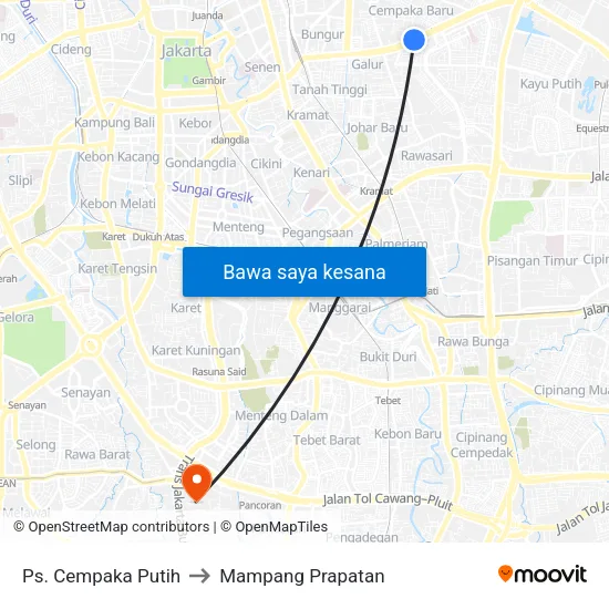 Ps. Cempaka Putih to Mampang Prapatan map