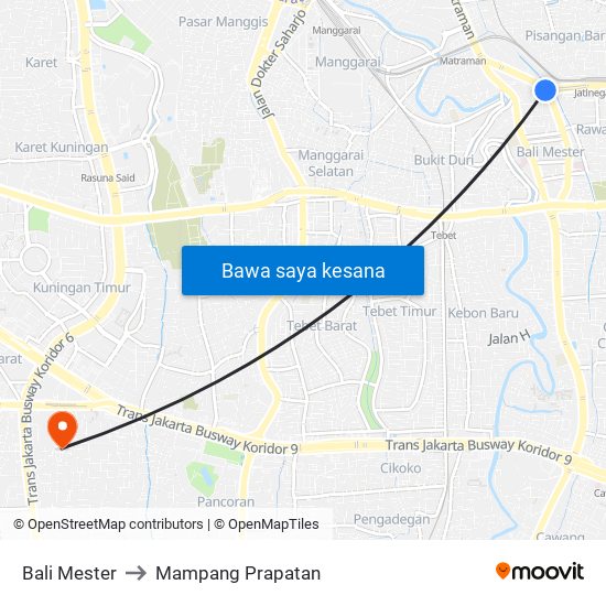 Bali Mester to Mampang Prapatan map