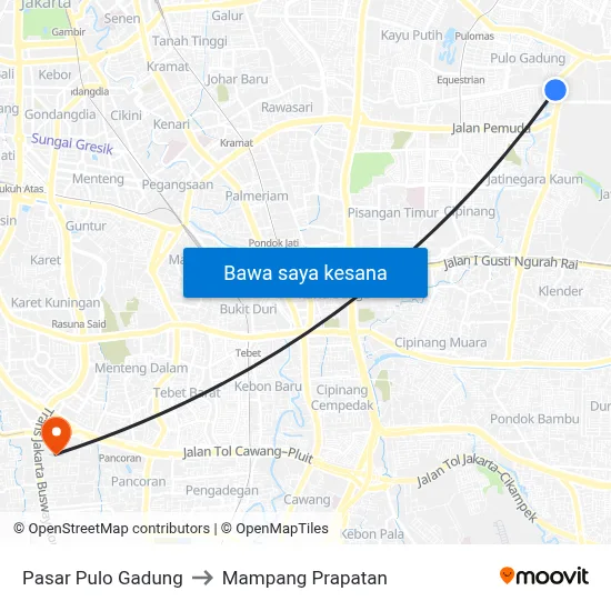 Pasar Pulo Gadung to Mampang Prapatan map