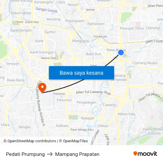 Pedati Prumpung to Mampang Prapatan map