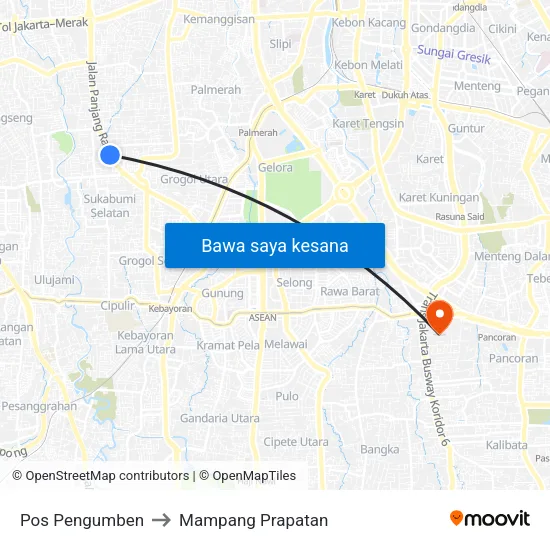 Pos Pengumben to Mampang Prapatan map