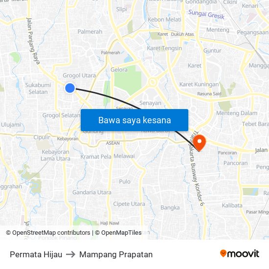 Permata Hijau to Mampang Prapatan map