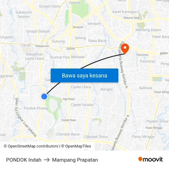 PONDOK Indah to Mampang Prapatan map