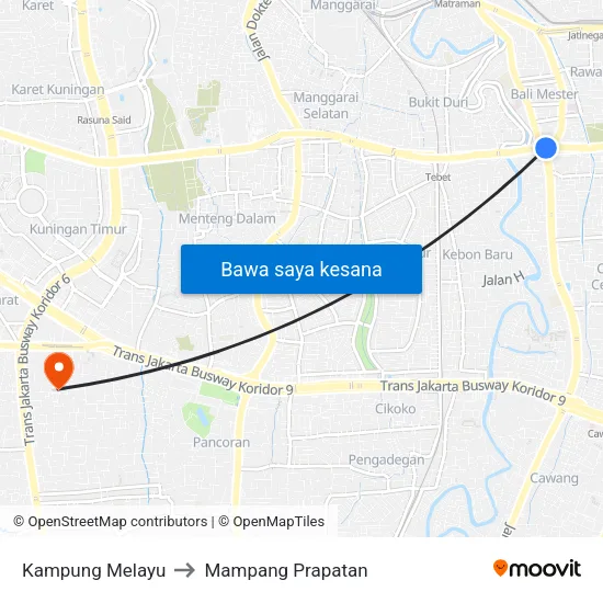 Kampung Melayu to Mampang Prapatan map
