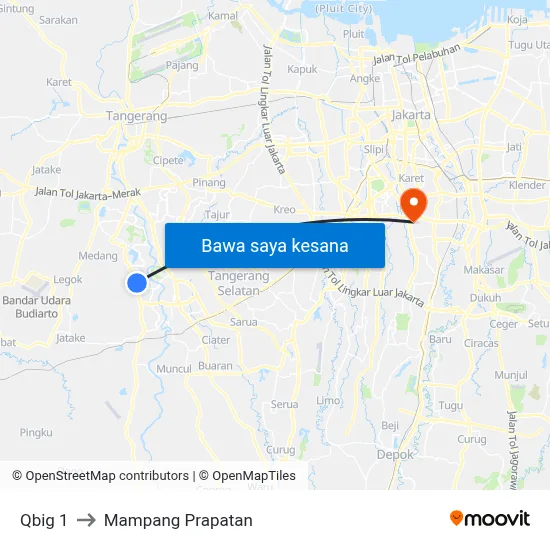 Qbig 1 to Mampang Prapatan map