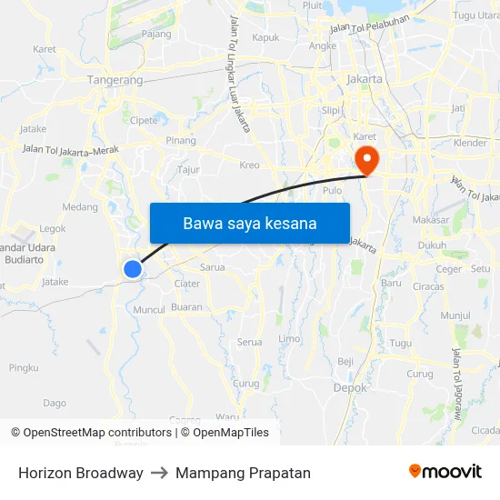 Horizon Broadway to Mampang Prapatan map