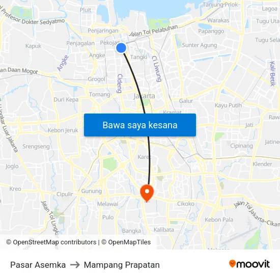 Pasar Asemka to Mampang Prapatan map