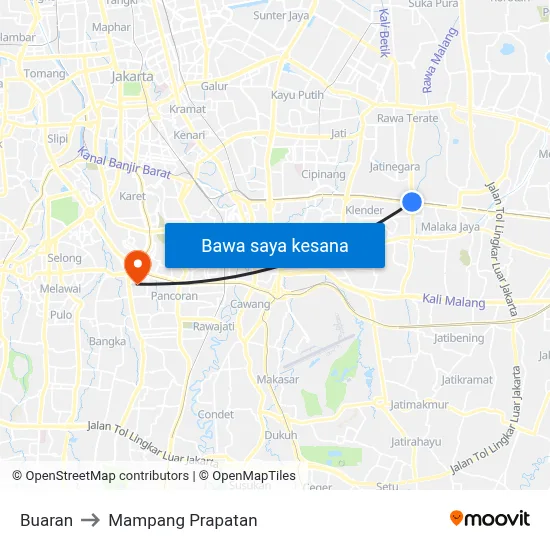 Buaran to Mampang Prapatan map