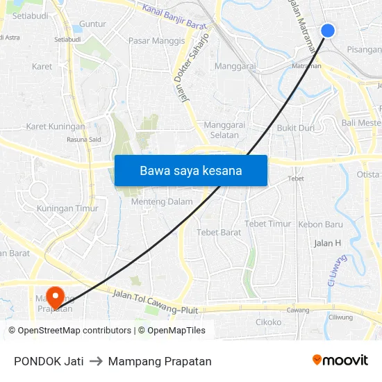 PONDOK Jati to Mampang Prapatan map