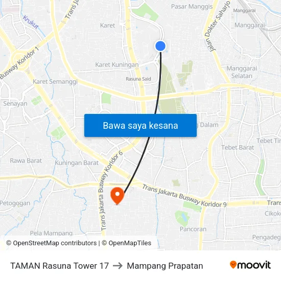 TAMAN Rasuna Tower 17 to Mampang Prapatan map