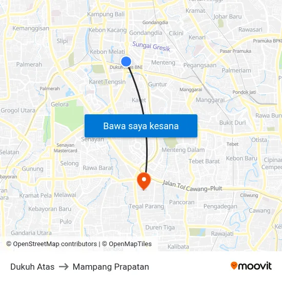 Dukuh Atas to Mampang Prapatan map