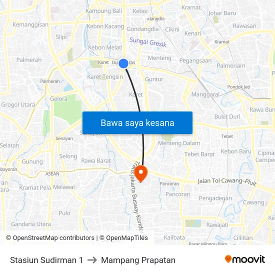 Stasiun Sudirman 1 to Mampang Prapatan map
