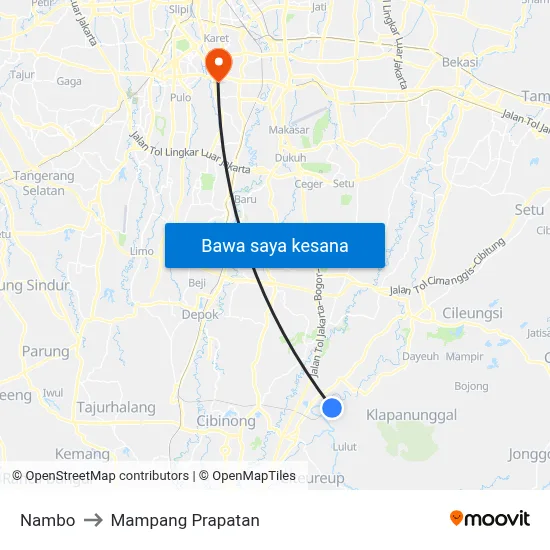 Nambo to Mampang Prapatan map