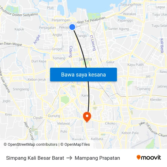 Simpang Kali Besar Barat to Mampang Prapatan map