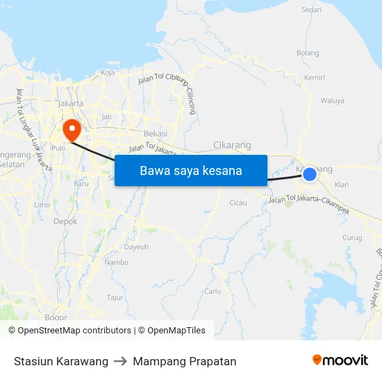 Stasiun Karawang to Mampang Prapatan map