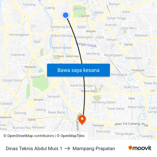 Dinas Teknis Abdul Muis 1 to Mampang Prapatan map