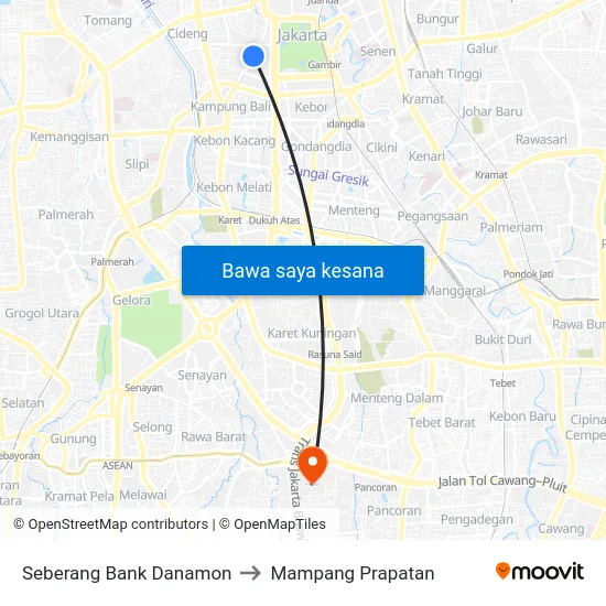 Seberang Bank Danamon to Mampang Prapatan map