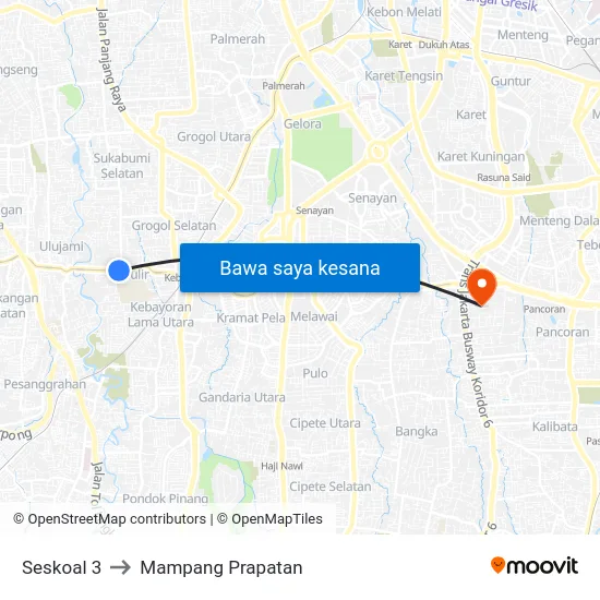 Seskoal 3 to Mampang Prapatan map
