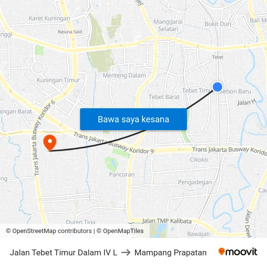 Jalan Tebet Timur Dalam IV L to Mampang Prapatan map