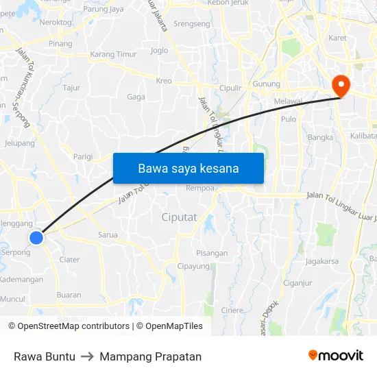 Rawa Buntu to Mampang Prapatan map